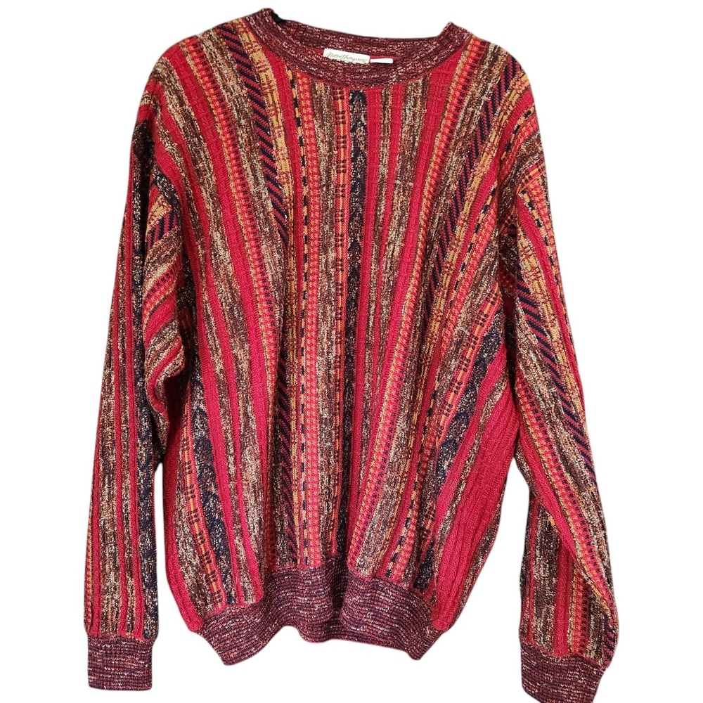 Vtg Norm Thompson Men's XL Wool Blend 3D Knit Sweater Made In Italy